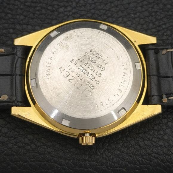Vintage 1992 Citizen Arabic Automatic Mens Gold Watch W/daydate & Black accents - Picture 8 of 10